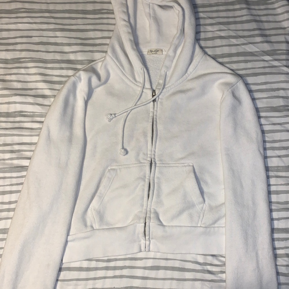 White Pacsun cropped zip up hoodie